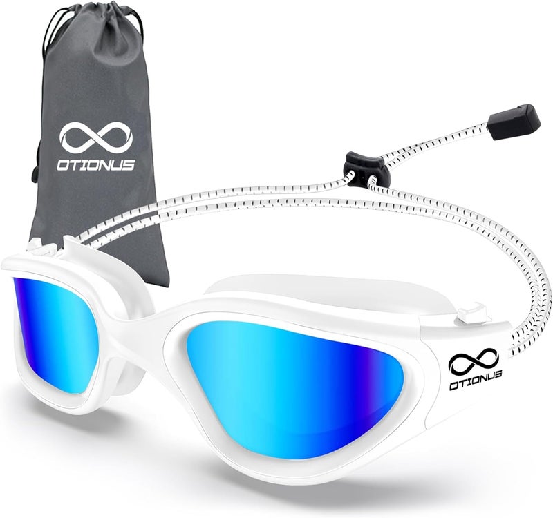 Otionus Store Swim Goggles, Polarized Adult Swimming Goggles Bungee Strap No Hair Pulling Anti-fog Pool Goggles for Men Women - Image 1